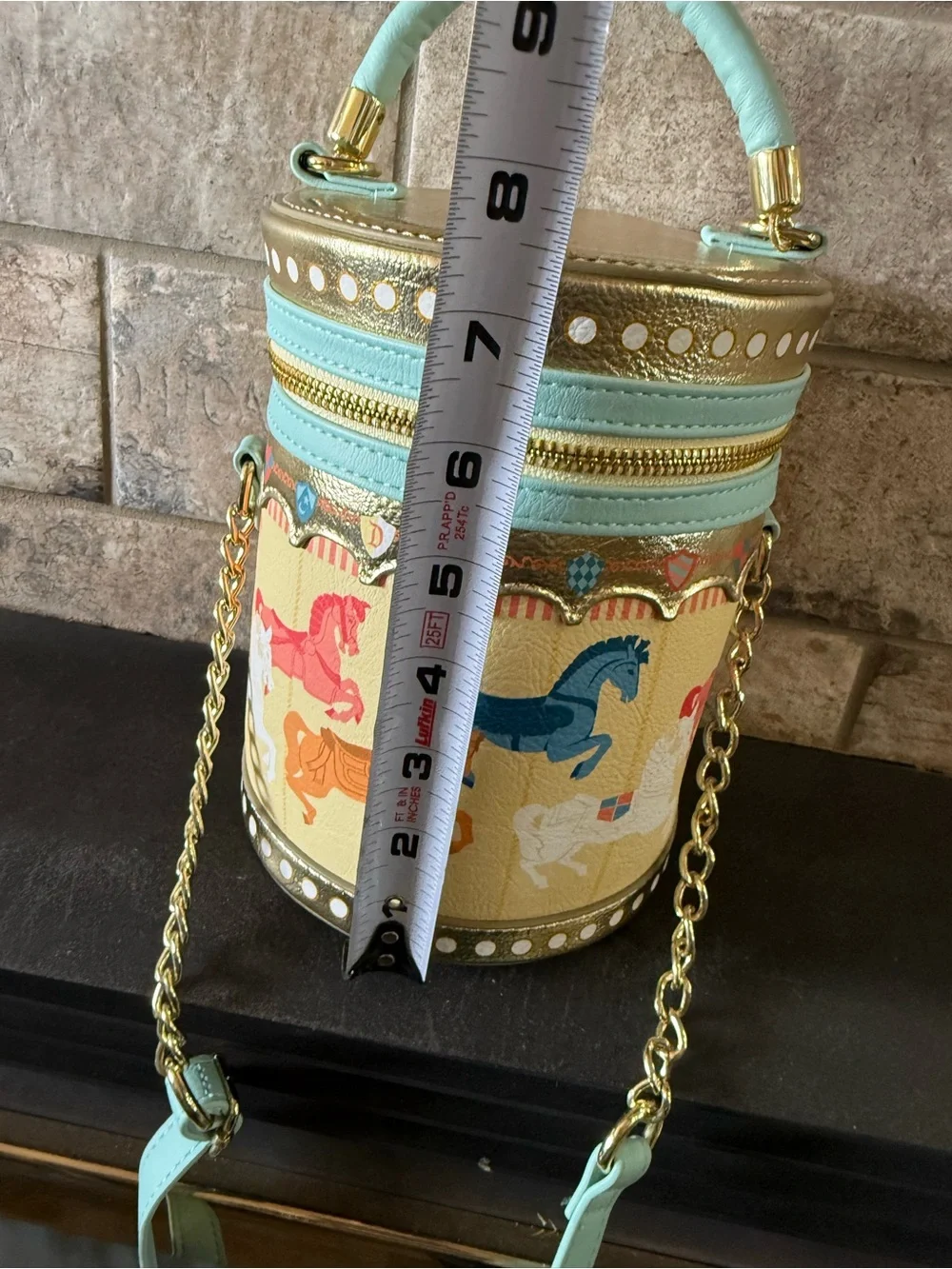 Loungefly Whimsical Carousel Bucket Bag in Mint & Gold - Picture 5 of 5
